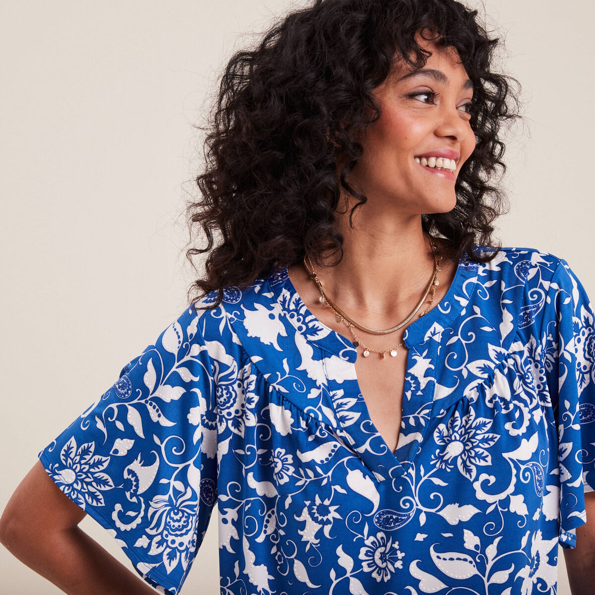 T-shirt manches courtes bleu femme