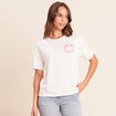 T-shirt broderie manches courtes ecru femme