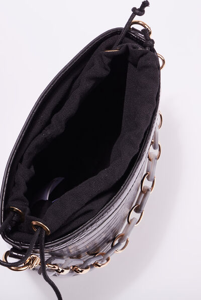 Sac seau anse chaîne noir femme
