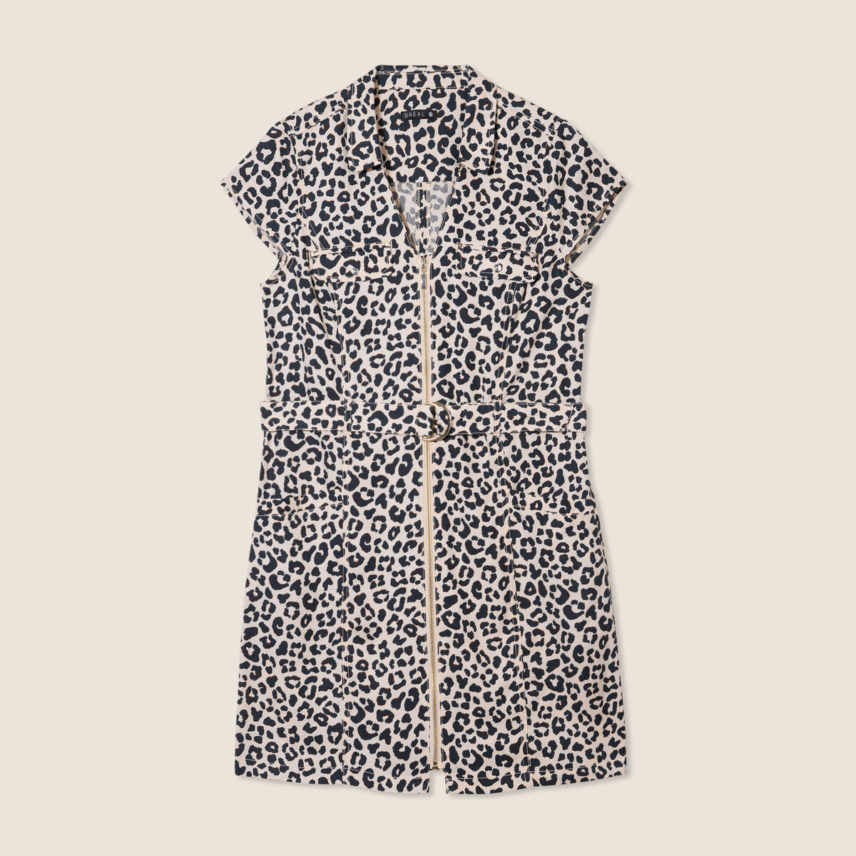 Robe droite zippée sable femme