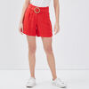 Short evase taille haute rouge femme