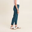 Pantalon coupe droite à coulisse bleu canard femme