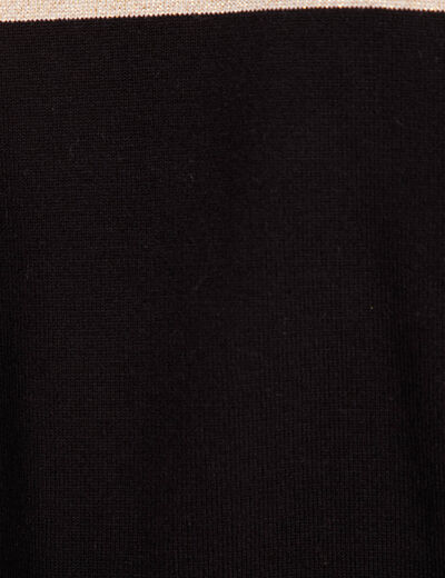 Pull ajusté col en V noir femme