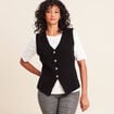 Gilet droit mi-long sans manches noir femme