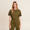 T-shirt manches courtes vert olive femme