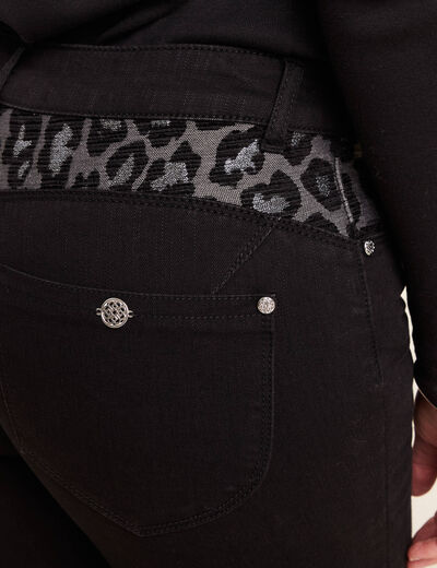 Pantalon ajust&eacute; taille bascul&eacute;e noir femme