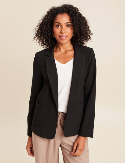 Veste tailleur cintr&eacute;e noir femme