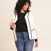 Veste manches longues sans col ecru femme