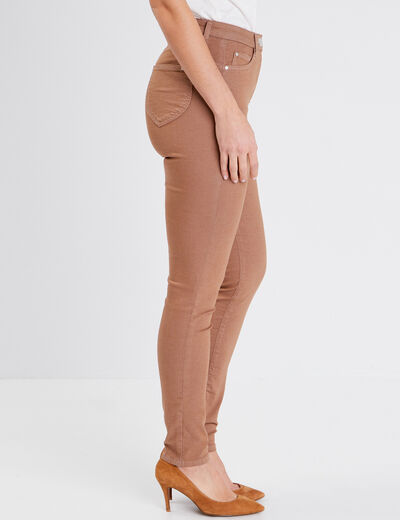 Pantalon léger taille haute long marron femme