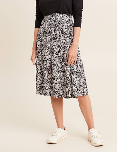 Jupe évasée fluide noir femme