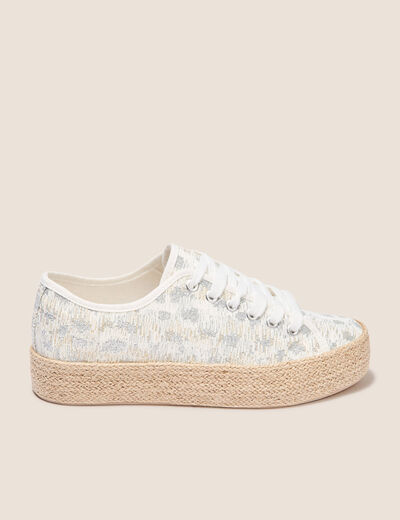 Espadrilles à lacets couleur argent femme