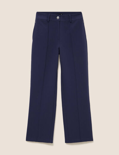 Pantalon coupe large bleu marine femme