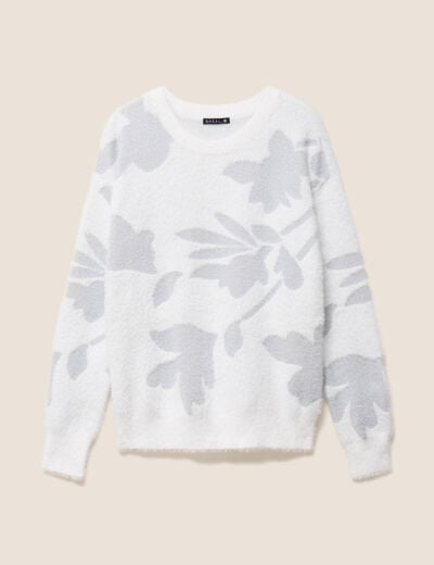 Pull col rond manches longues couleur argent femme