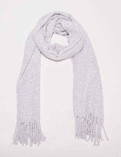 Écharpe à franges gris clair femme