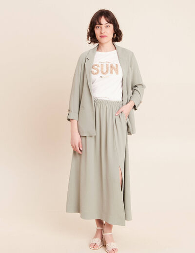 T-shirt col rond manches courtes ecru femme