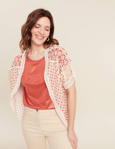 Veste esprit kimono marron foncé femme