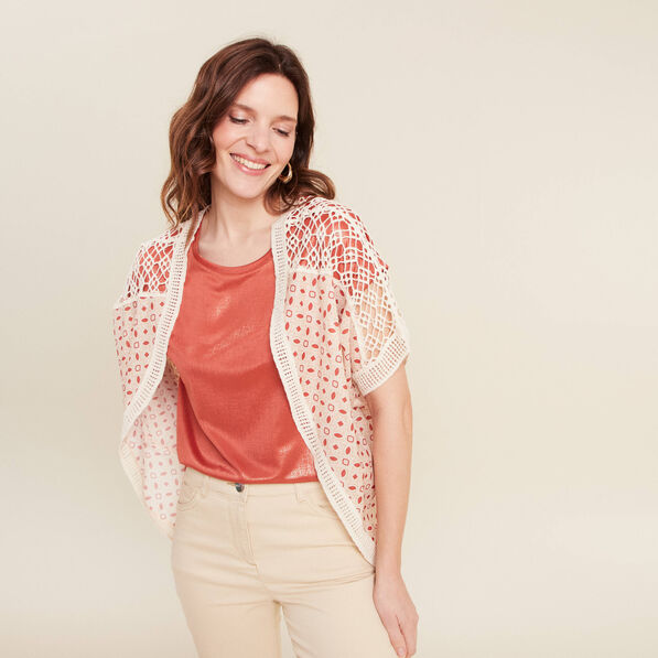 Veste esprit kimono marron foncé femme