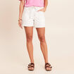 Short droit taille &eacute;lastiqu&eacute;e blanc femme