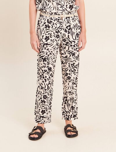 Pantalon coupe chino en lin blanc femme