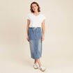 Jupe longue droite en jean denim double stone femme