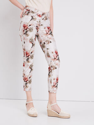Pantalon reversible confortable beige femme
