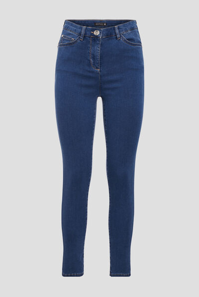 Pantalon léger taille haute 7/8ème denim double stone femme
