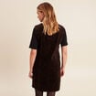 Robe droite courte sans manches velours marron cognac femme