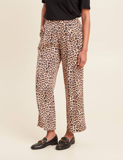 Pantalon flou taille haute sable femme