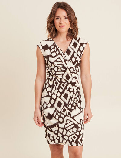 Robe ajustée courte marron femme