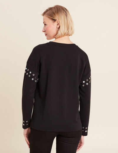 Sweat manches longues clous noir femme