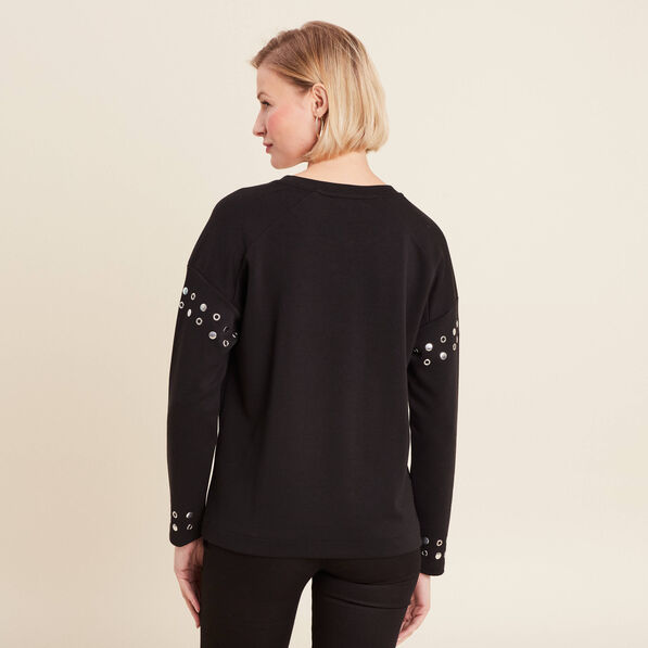 Sweat manches longues clous noir femme