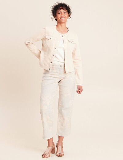 Jean r&eacute;versible droit 7/8&egrave;me beige femme