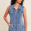 Robe droite brodée en jean denim double stone femme