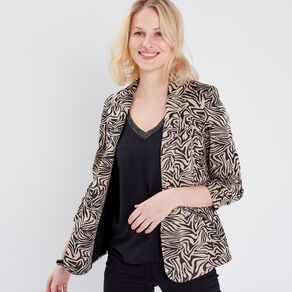 Veste droite manches 3/4 noir femme