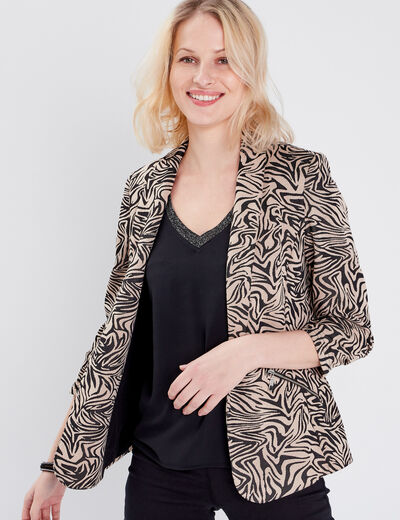 Veste droite manches 3/4 noir femme