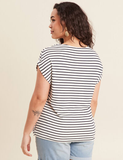 T-shirt manches courtes brodé blanc femme