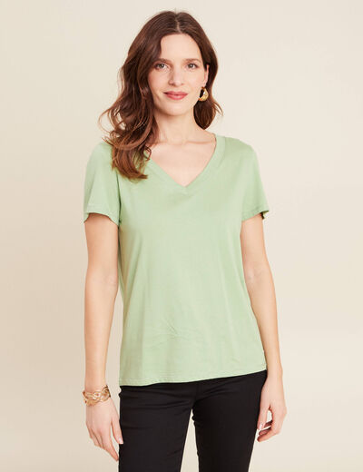 T-shirt manches courtes vert clair femme