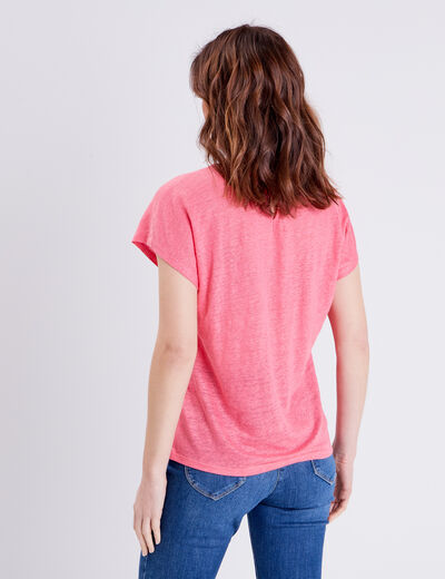 T-shirt manches courtes rose fushia femme