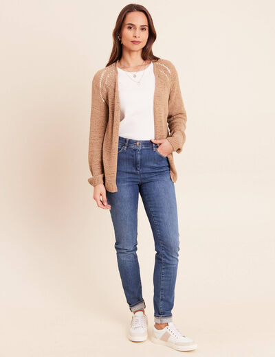 Gilet manches longues sable femme