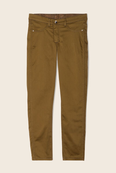 Pantalon enduit réversible couleur bronze femme