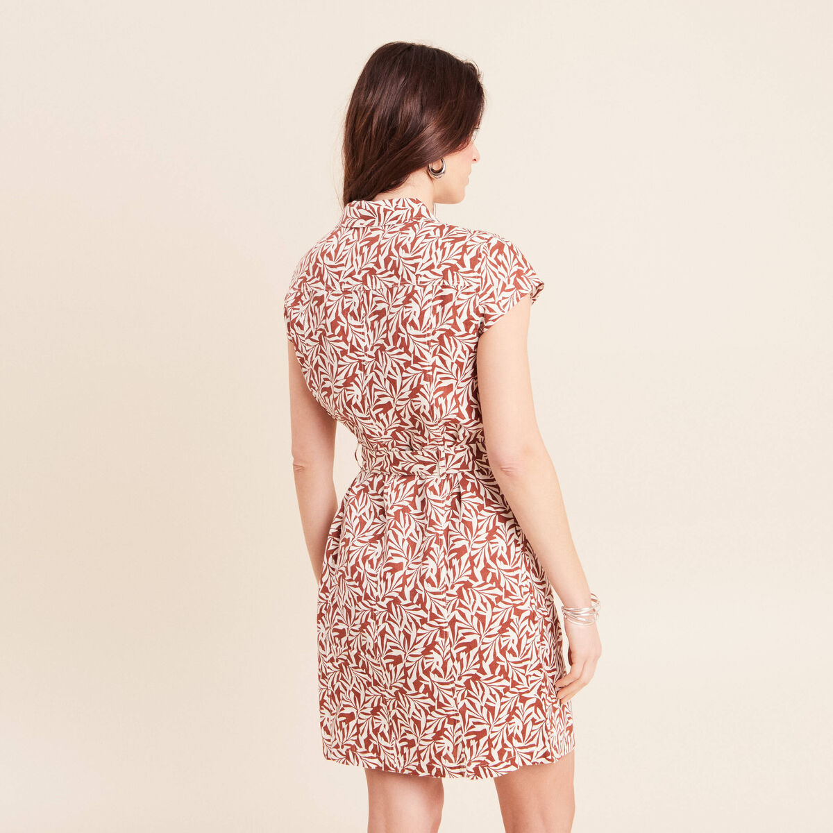 Robe droite zipp&eacute;e orange femme