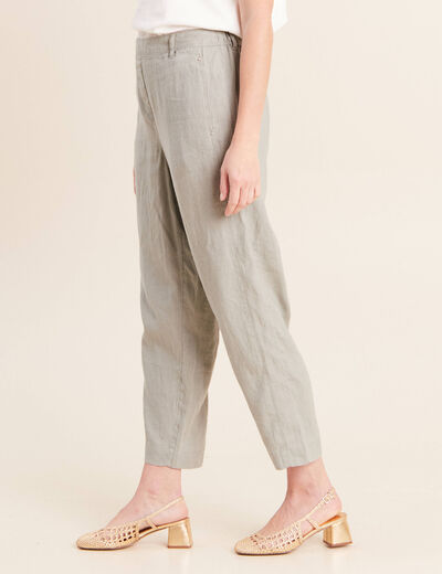 Pantalon large 7/8&egrave;me taille haute vert clair femme