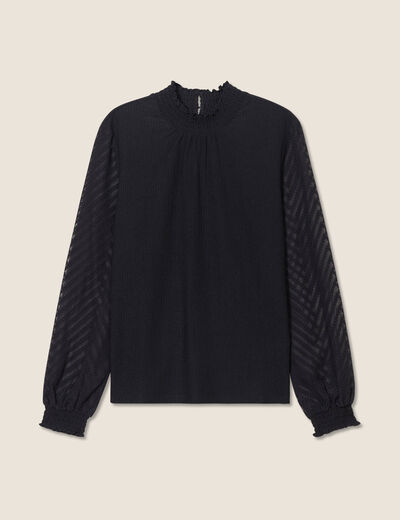 Blouse manches longues noir femme