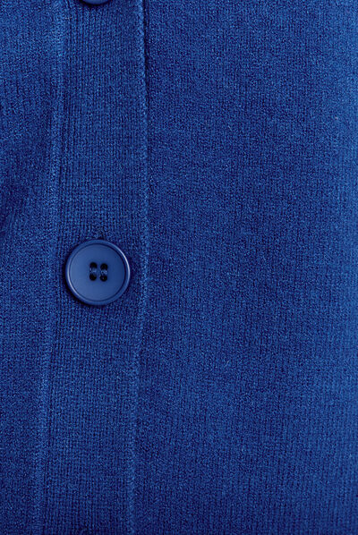 Gilet manches longues col en V bleu foncé femme