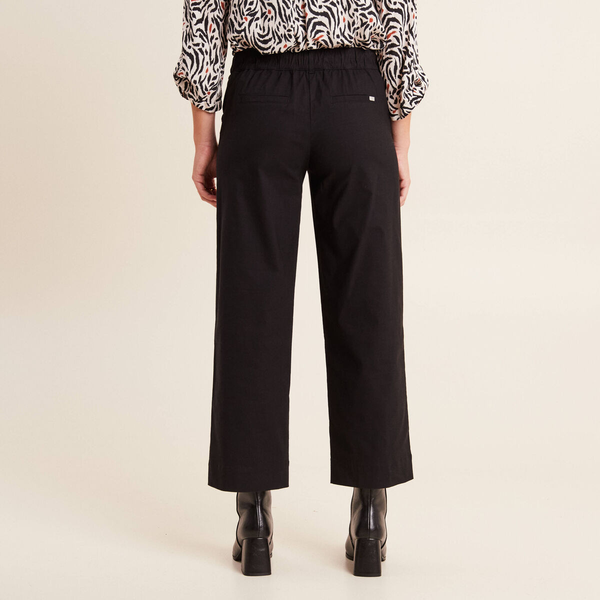 Pantalon large 7/8ème noir femme