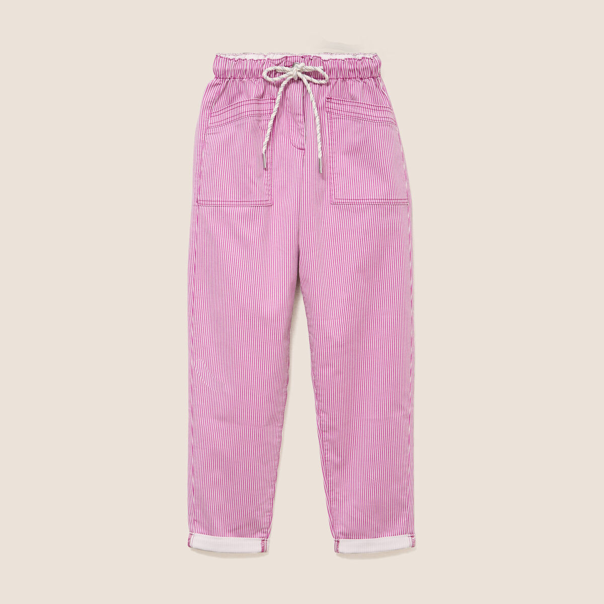 Pantalon coupe mom 7/8&egrave;me rose femme