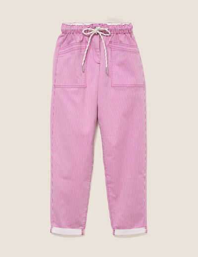 Pantalon coupe mom 7/8&egrave;me rose femme