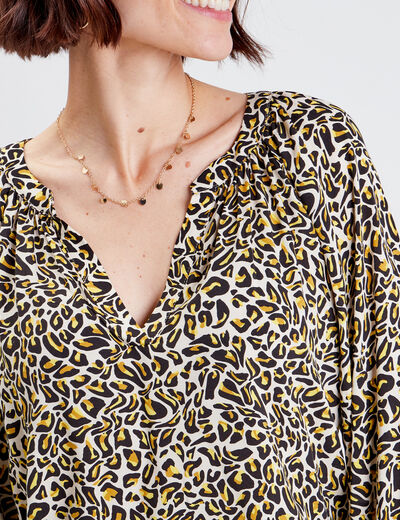 Blouse manches 3/4 beige femme