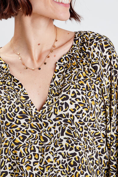 Blouse manches 3/4 beige femme