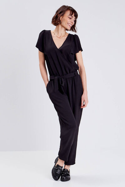 Combinaison pantalon droite noir femme